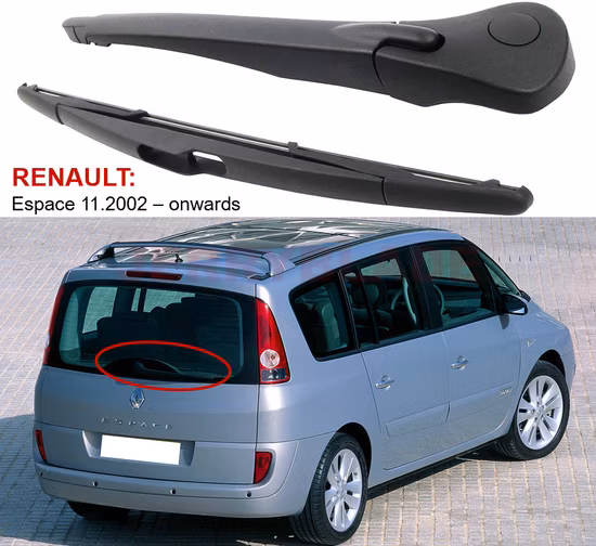 Jerryblade Renault Espace IV 2002- Rear Wiper Arm and Blade Rear Window Wiper Arm and Wiper Blade Rear Wiper for Renault Espace 4 IV Jk OE7701047871, 7700433319